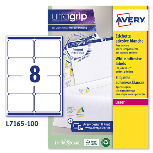 Etichetta adesiva L7165 bianca 100fg A4 99,1x67,7mm (8et/fg Avery